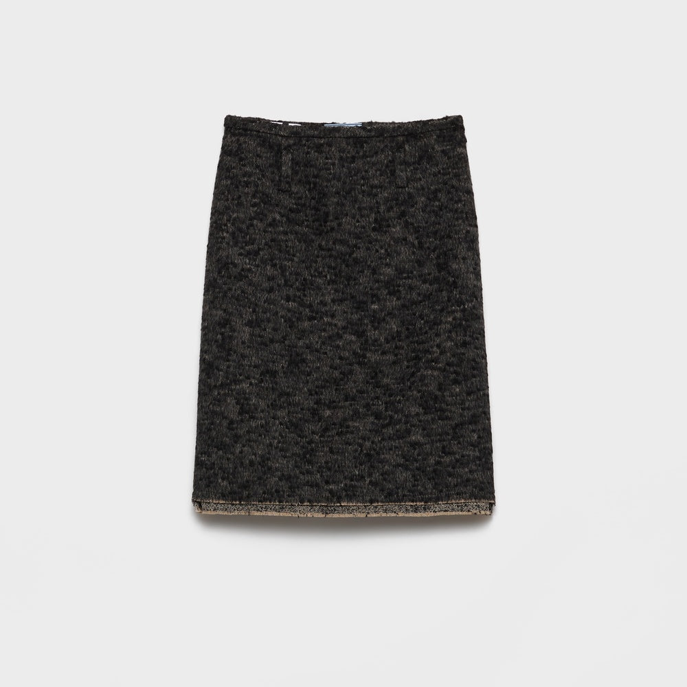 Double tweed midi-skirt