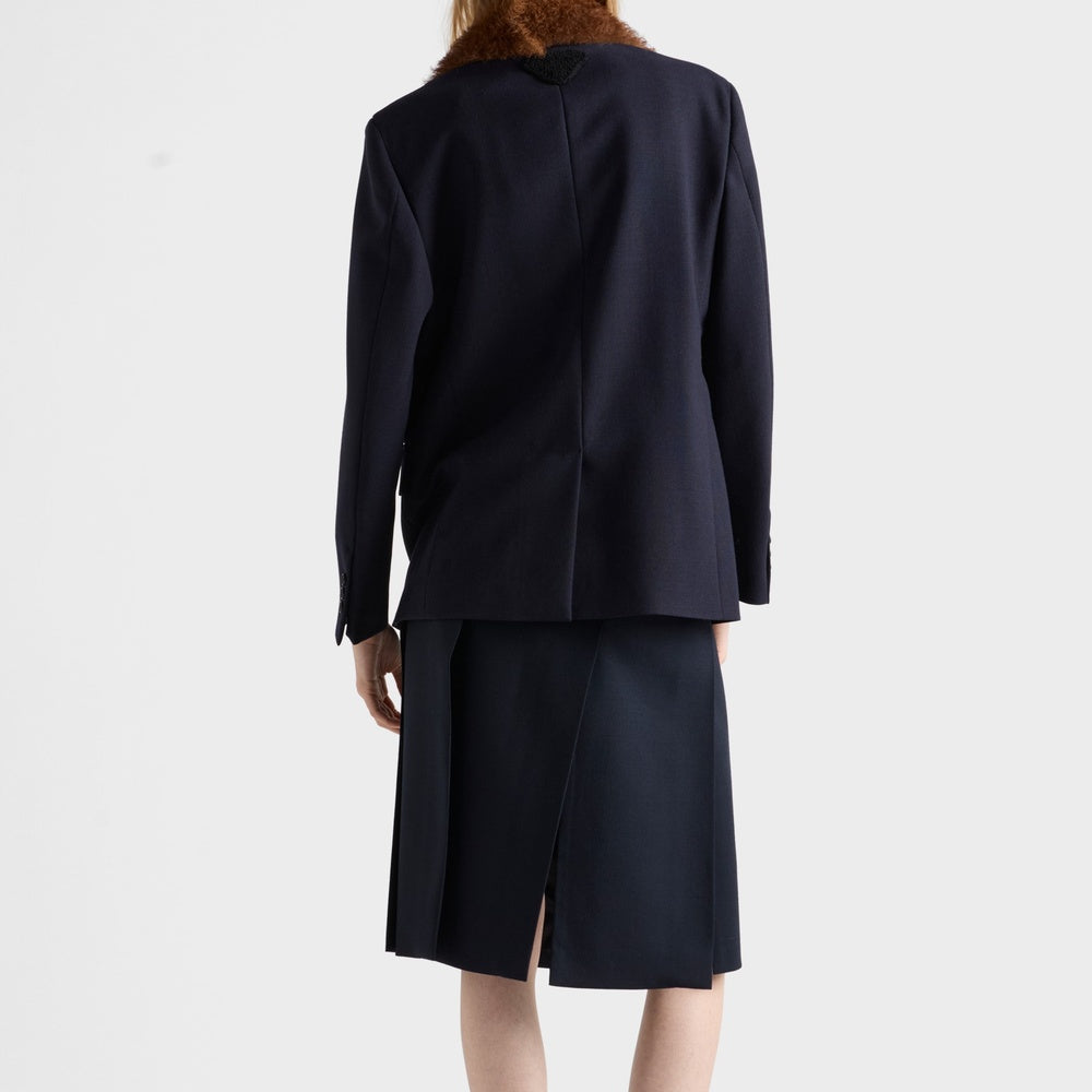 Wool hopsack skirt
