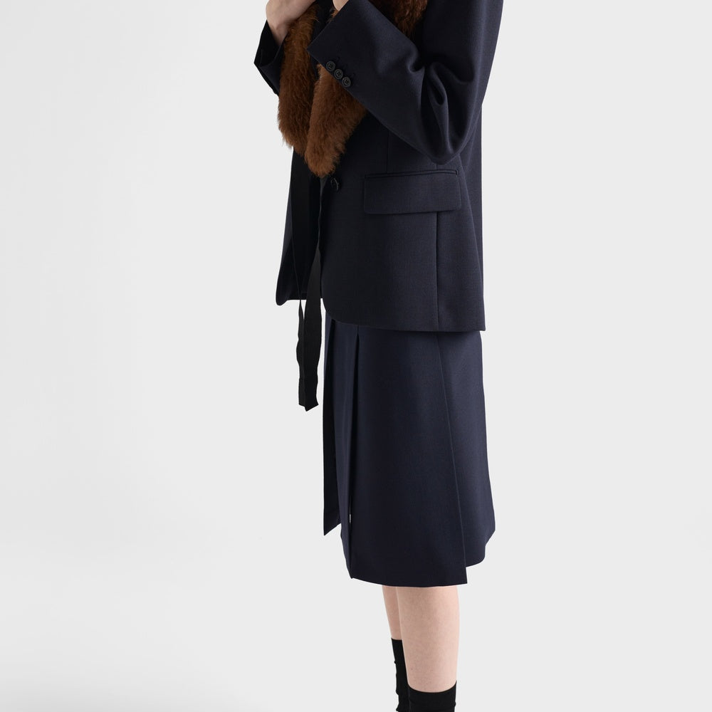 Wool hopsack skirt
