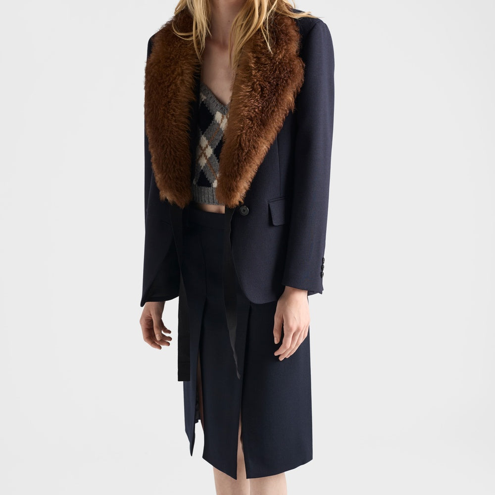Wool hopsack skirt