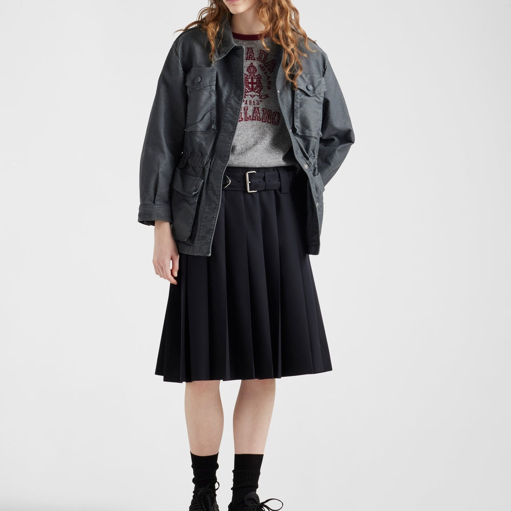 Pleated gabardine skirt