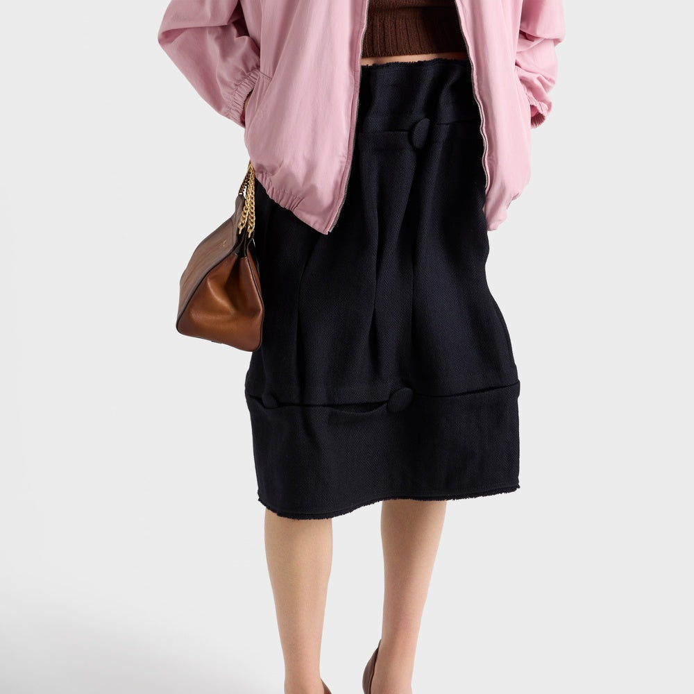 Chevron wool midi skirt