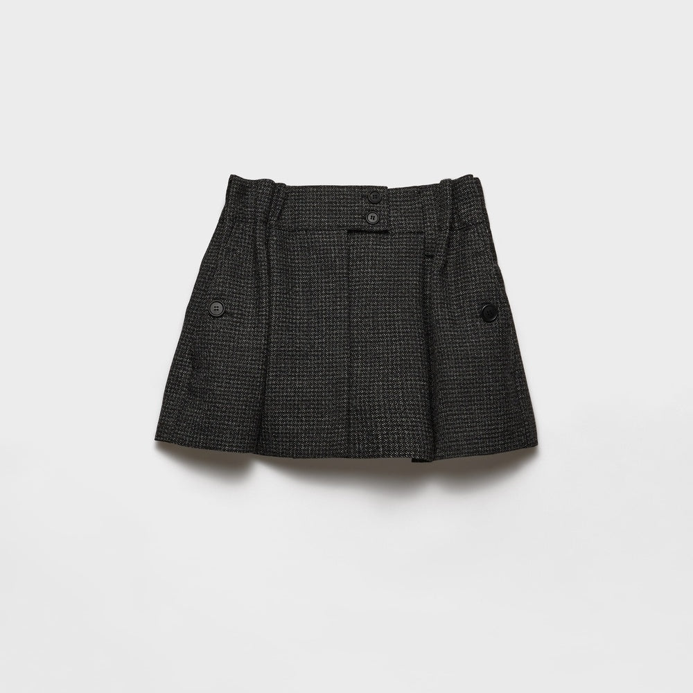 Gingham check mouliné wool miniskirt
