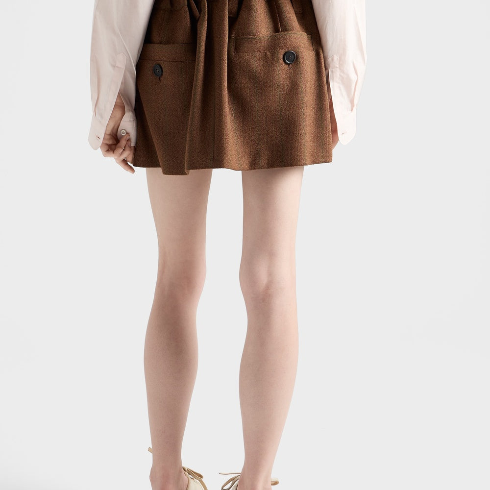 Pinstriped mouliné wool miniskirt