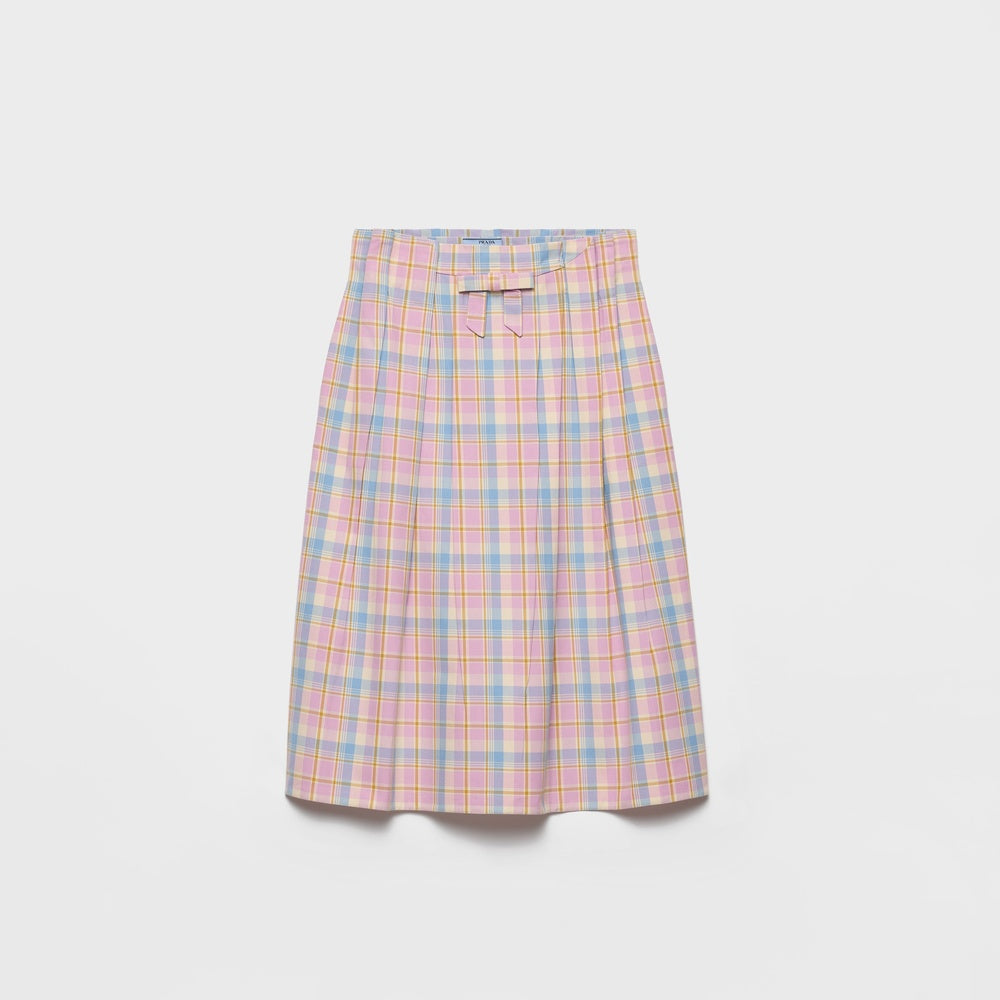 Checked cotton midi skirt