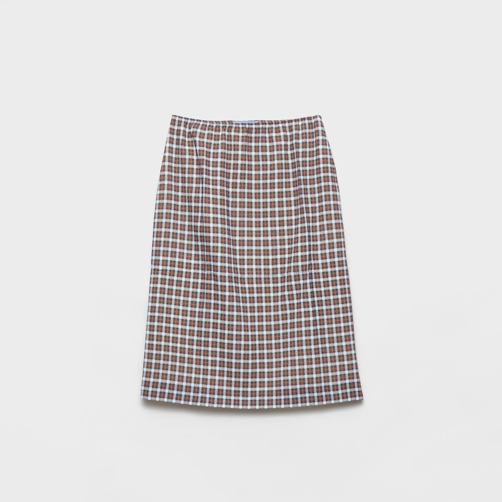 Checked stretch georgette skirt
