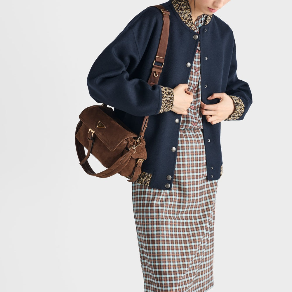 Checked stretch georgette skirt