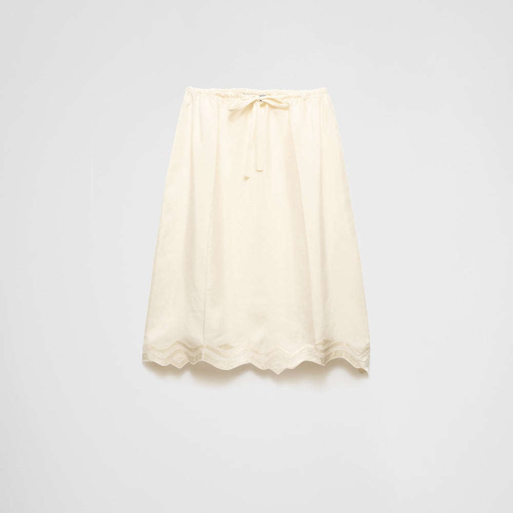 Embroidered silk habutai skirt