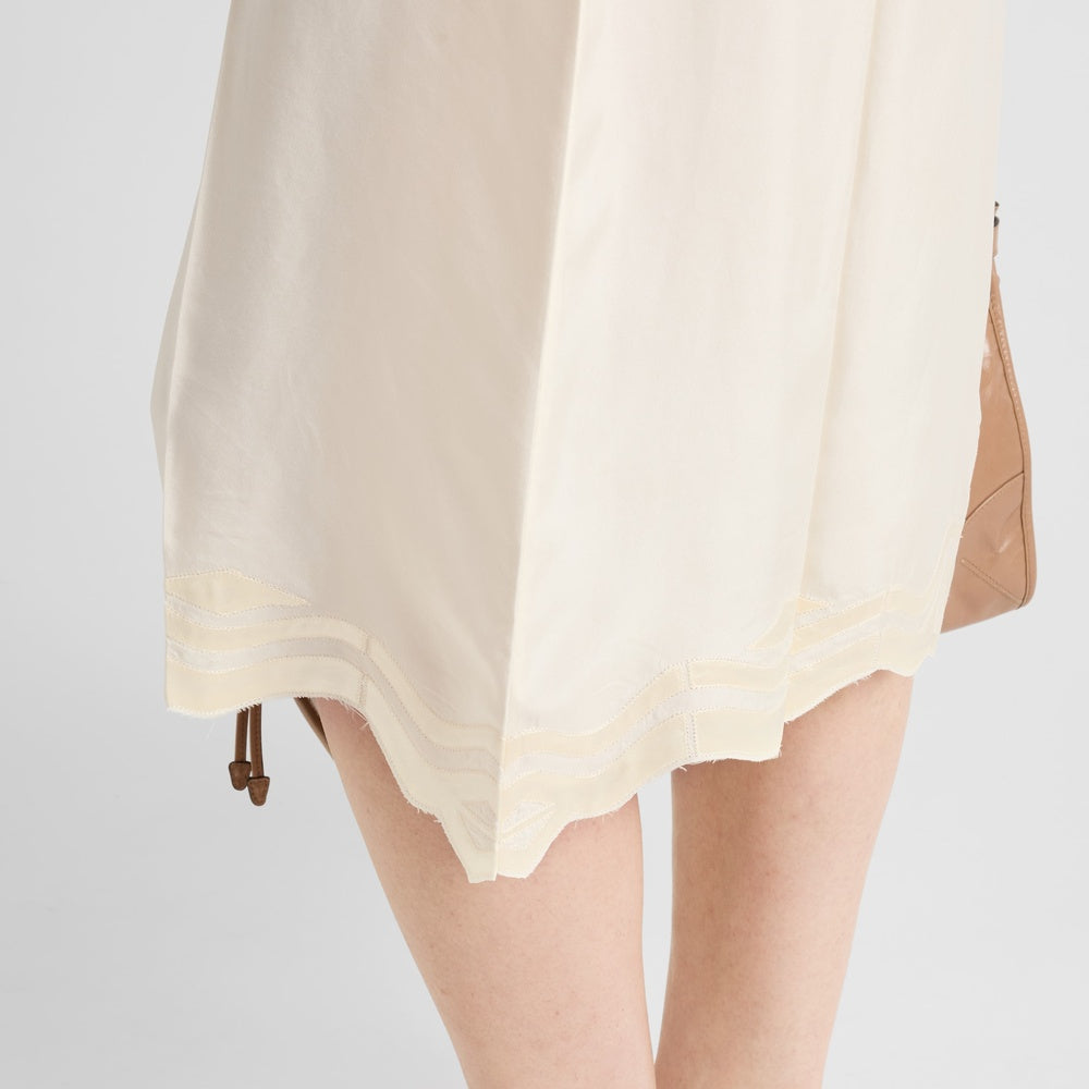 Embroidered silk habutai skirt