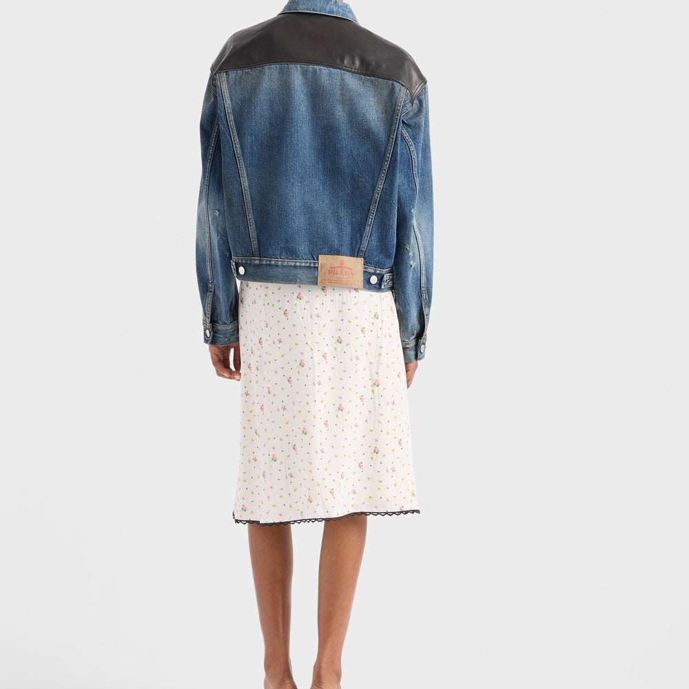 Floral print pongé skirt