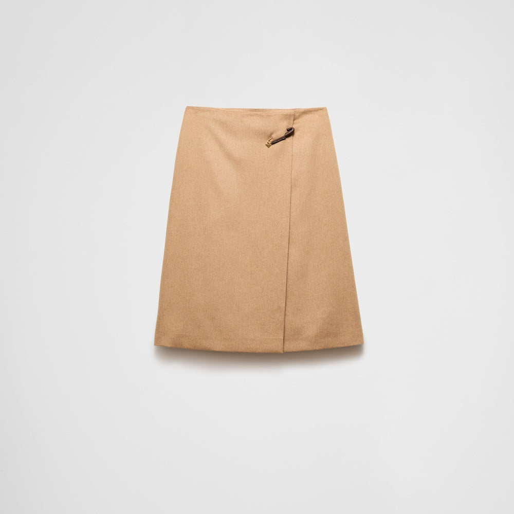 Camel-hair midi-skirt