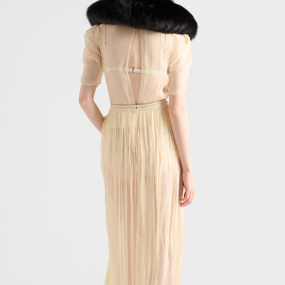 Long silk chiffon dress