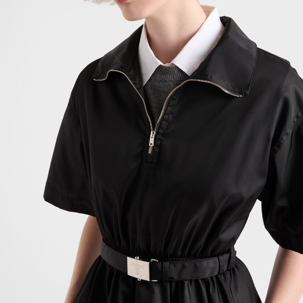 Short-sleeved Re-Nylon midi-dress