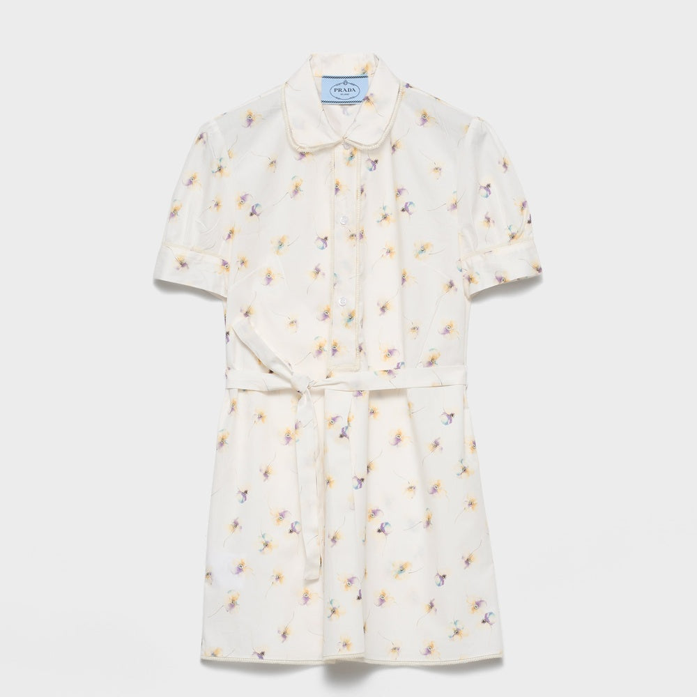 Floral print poplin mini-dress
