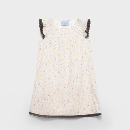 Floral print cotton batiste mini-dress
