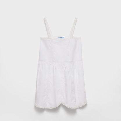 Embroidered vintage-look fabric mini-dress