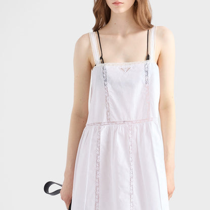 Embroidered vintage-look fabric mini-dress