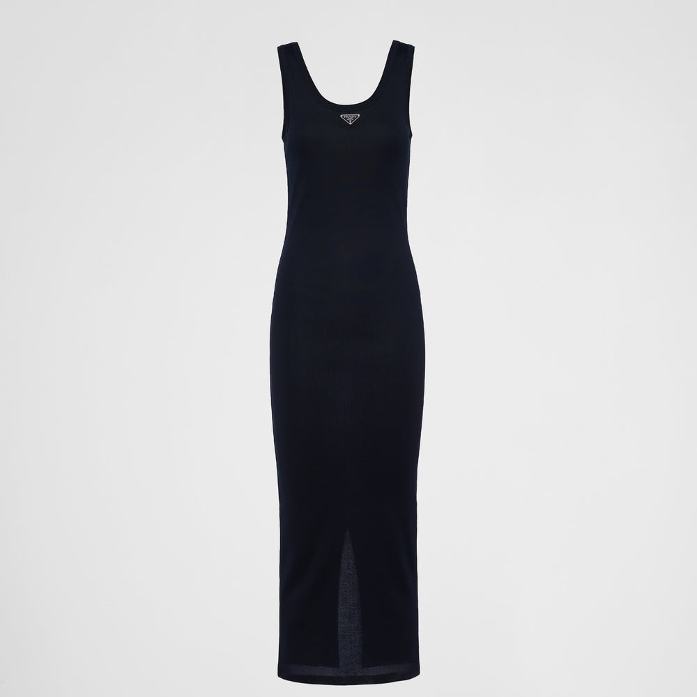 Ribbed knit cotton dress