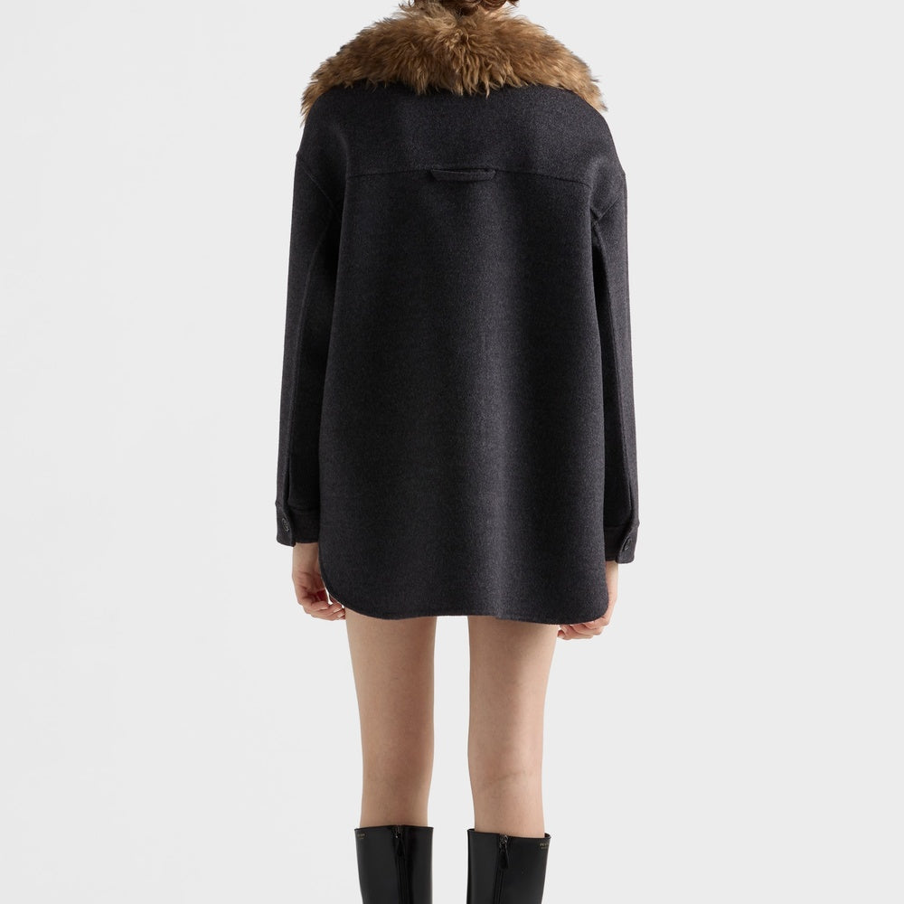 Single-breasted double cashwool caban jacket