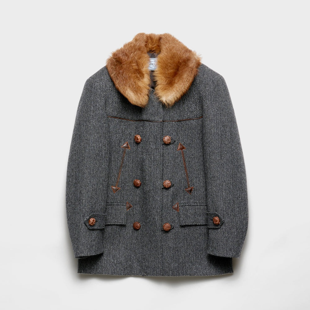Double-breasted chevron peacoat