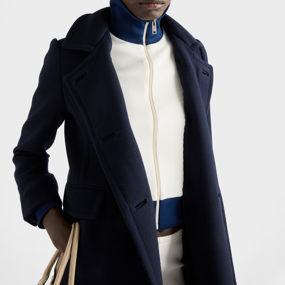 Single-breasted natté fabric coat