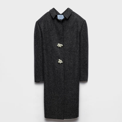 Shetland wool coat with jewel buttons