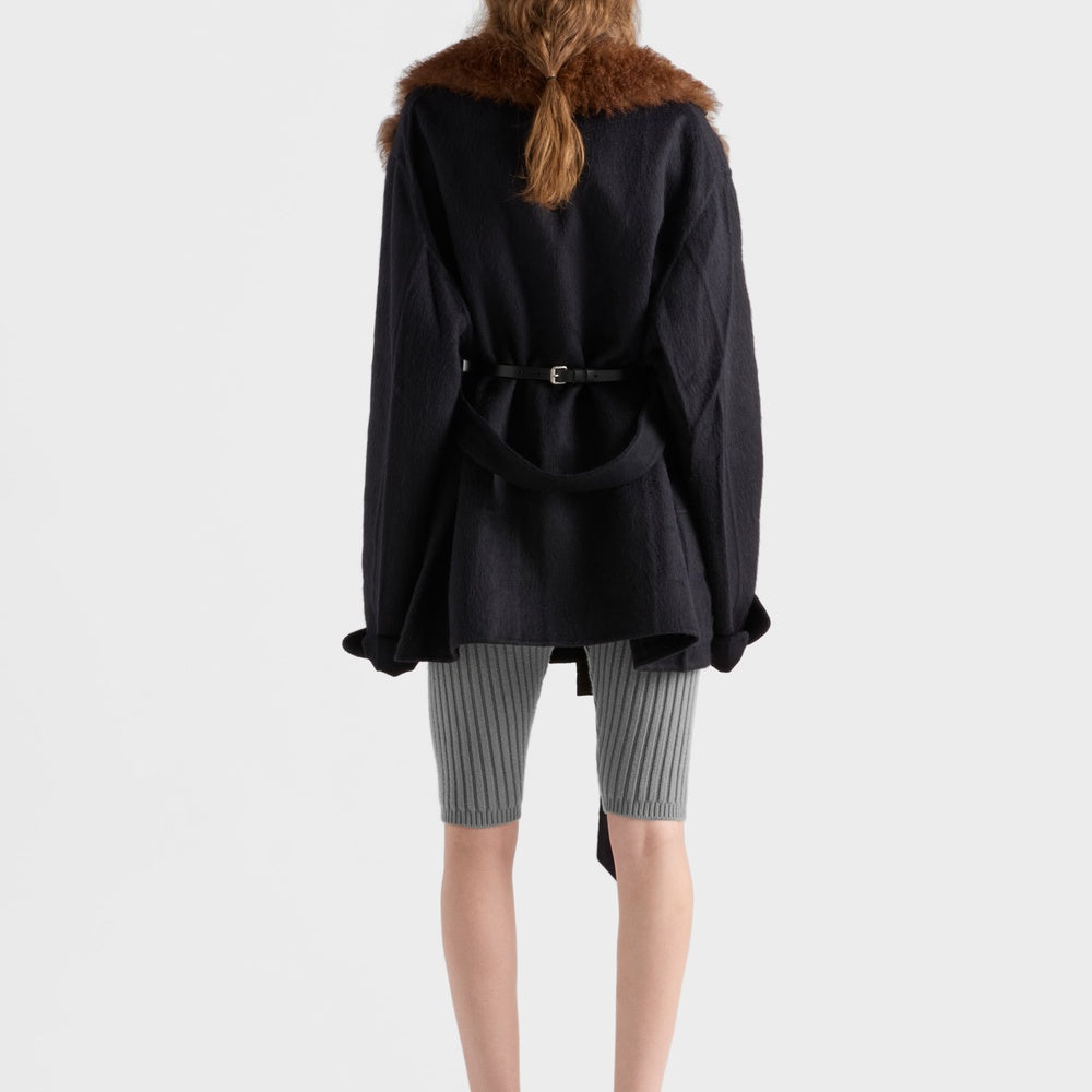 Single-breasted double velour caban jacket