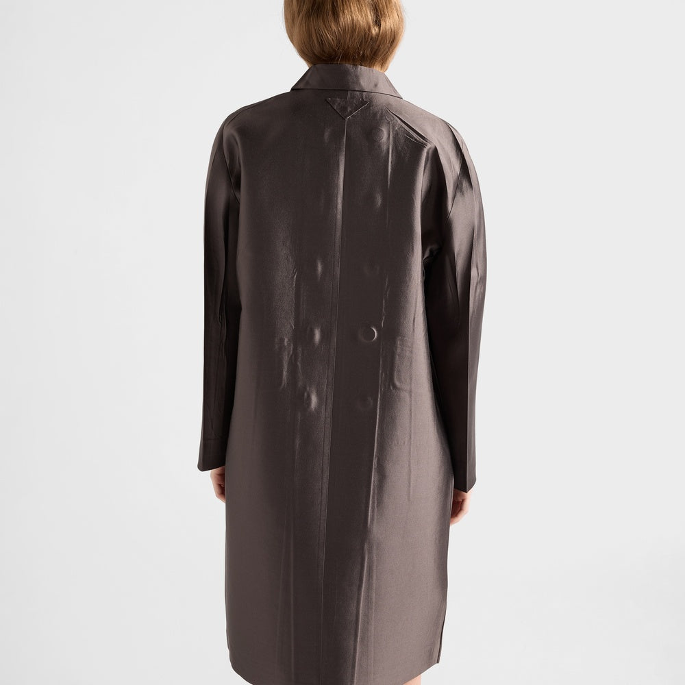 Double-breasted wool and silk coat