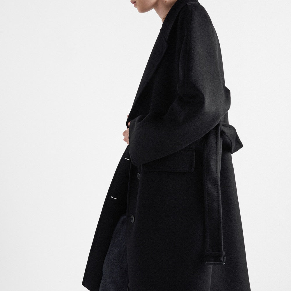 Single-breasted cashgora coat