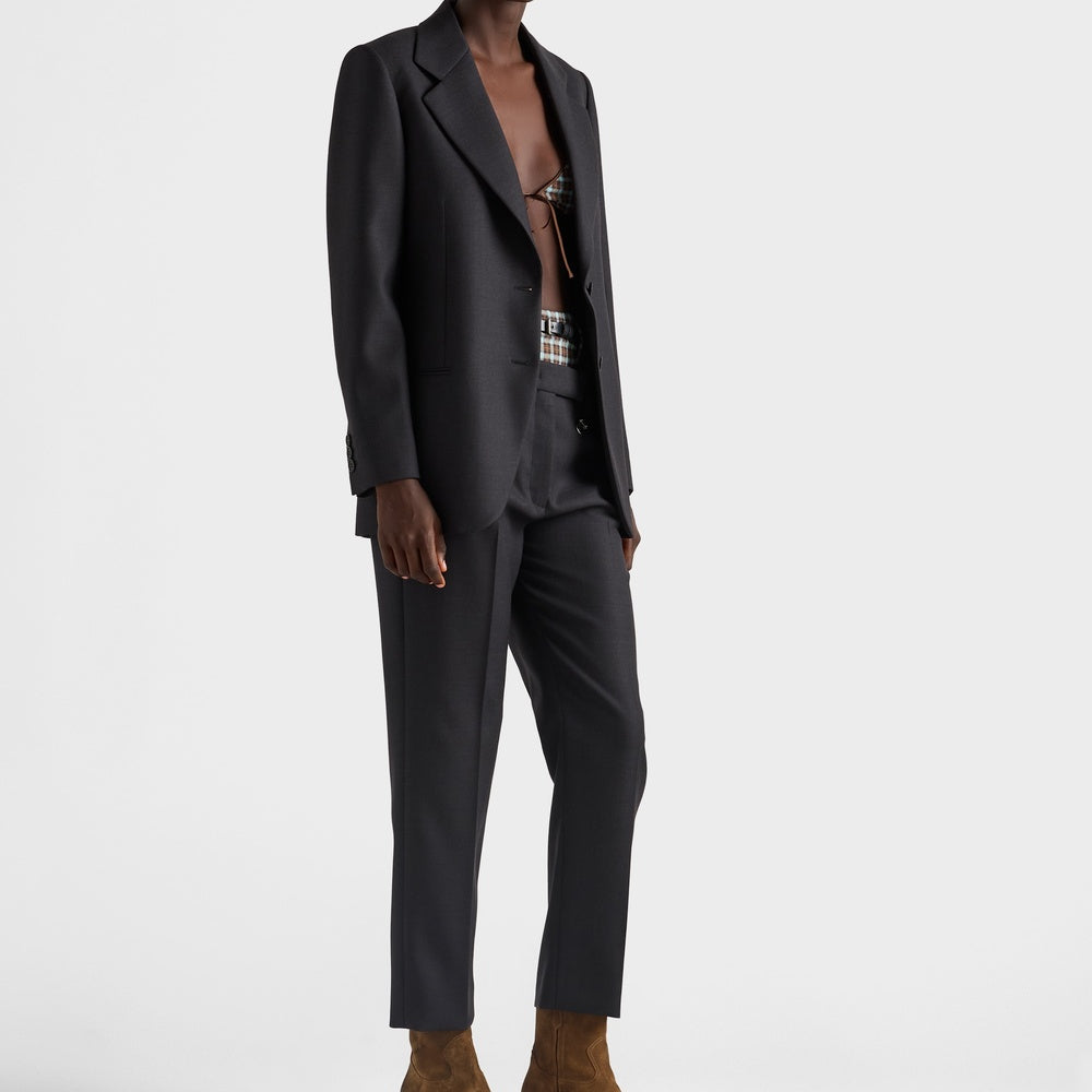 Wool gabardine pants with pin