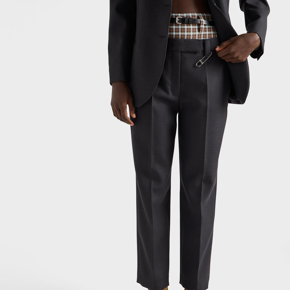 Wool gabardine pants with pin