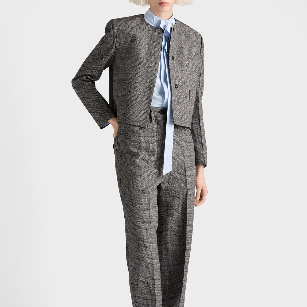 Prince of Wales check mouliné wool pants