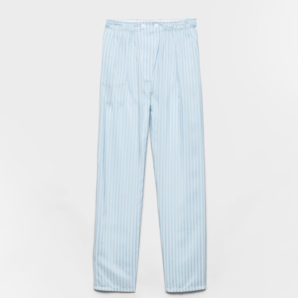 Striped silk pongé pants