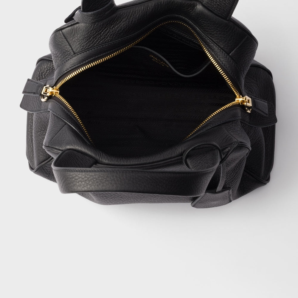 Medium leather top-handle bag