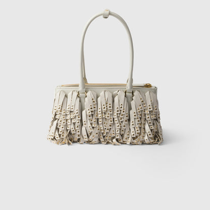 Prada Galleria medium nappa leather bag with fringe and studs