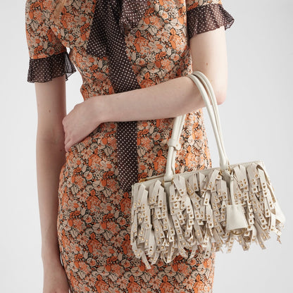 Prada Galleria medium nappa leather bag with fringe and studs