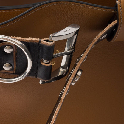 Prada Buckle large leather bag with studded belt