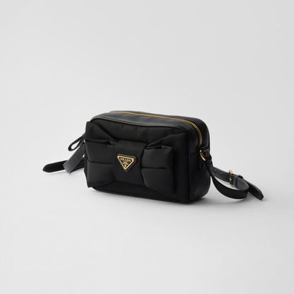 Mini Re-Nylon and nappa leather shoulder bag with bow