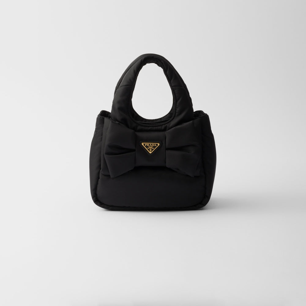 Mini padded Re-Nylon bag with bow
