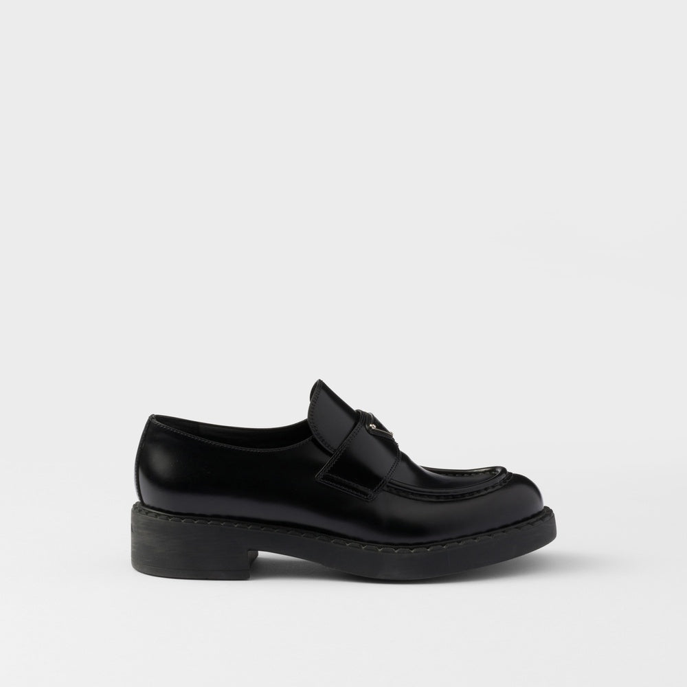Chocolate brushed leather loafers