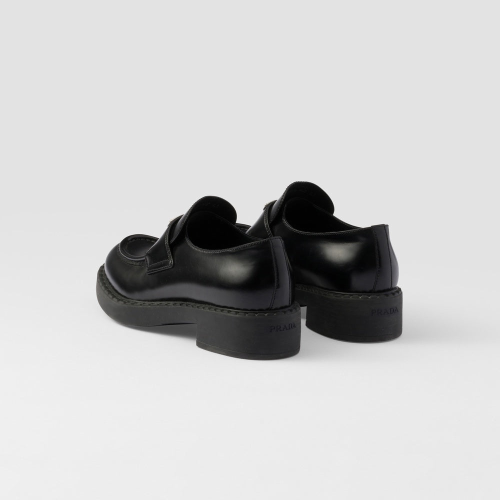 Chocolate brushed leather loafers