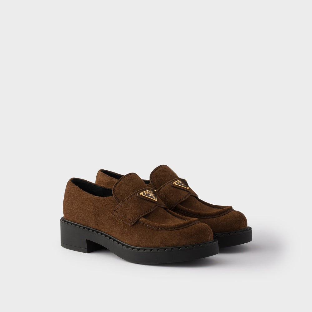 Chocolate suede loafers