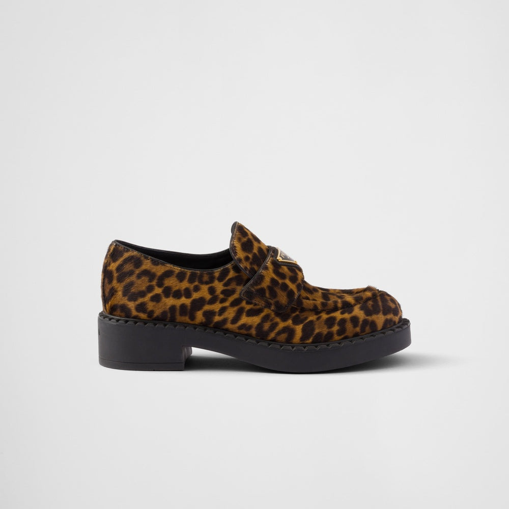 Chocolate printed leather loafers