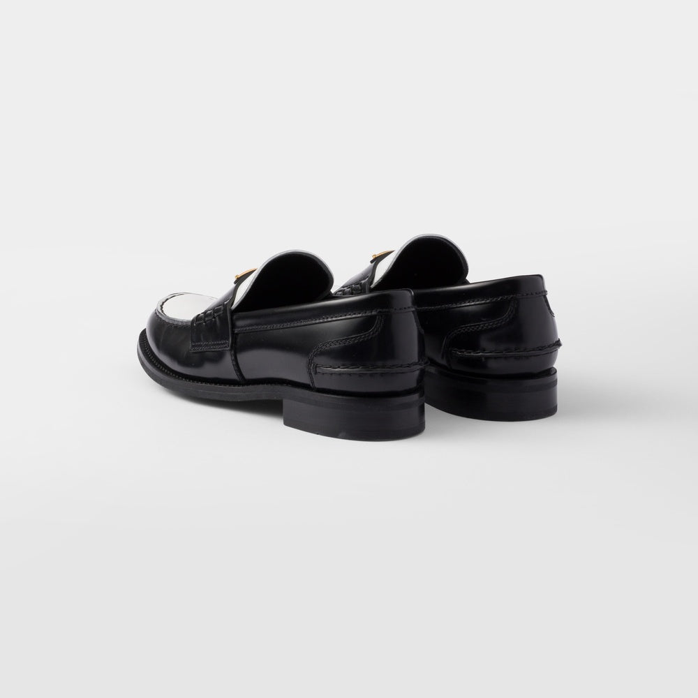 Two-tone brushed leather loafers