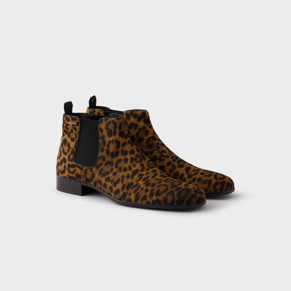 Printed leather booties