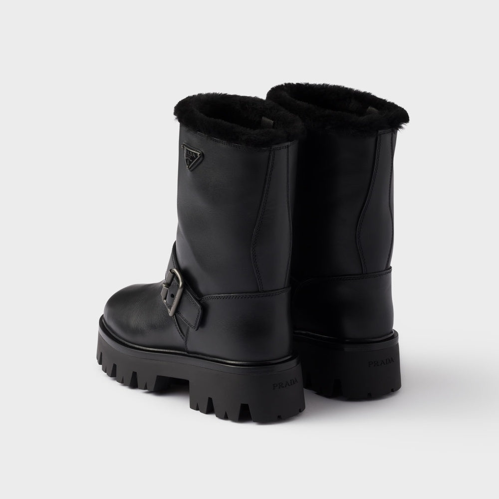 Leather and shearling booties