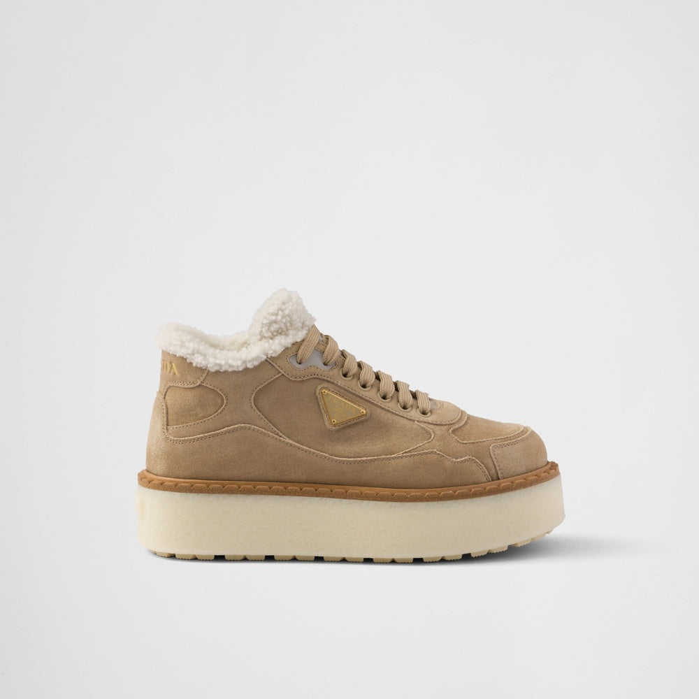 Suede mid-top sneakers