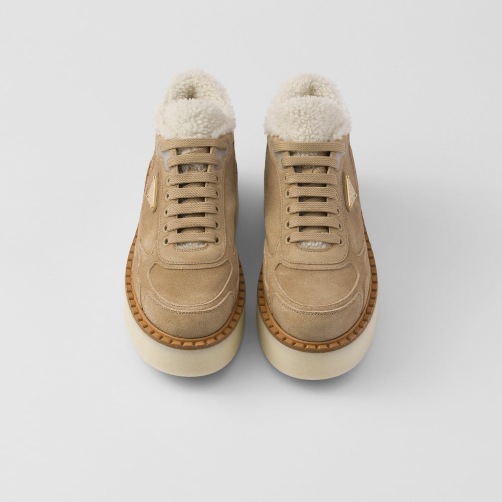 Suede mid-top sneakers