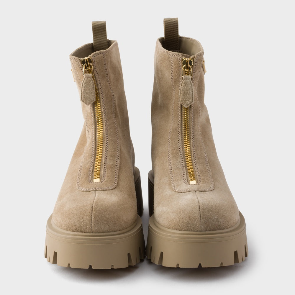 Suede booties with zip