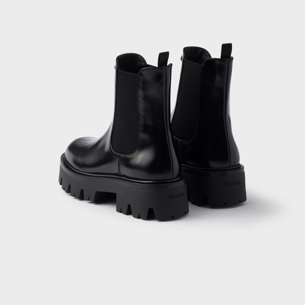 Brushed leather booties